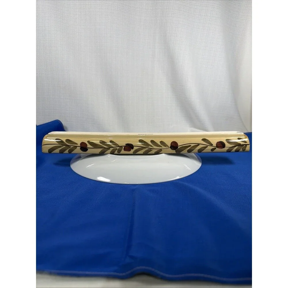 Vintage Italian Ceramic Olive Boat Hand Painted Olive Branch Long Appetizer Tray